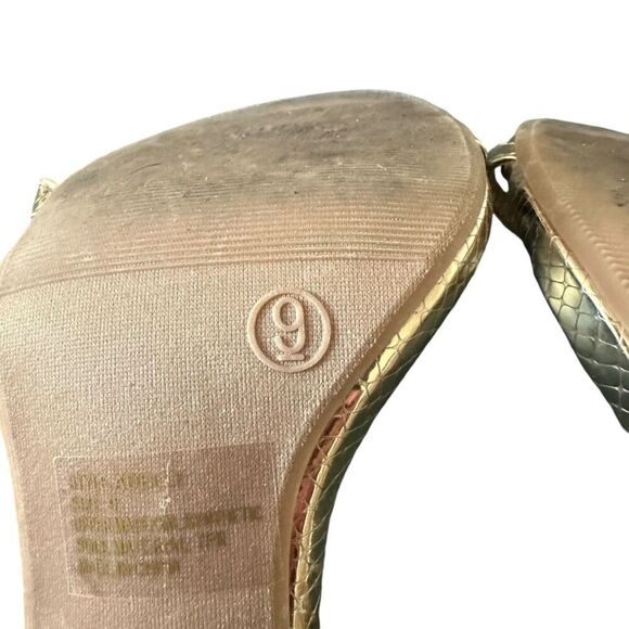 Lulu’s Adelle Light Gold Snake Embossed Ankle Strap Heels Women's 9 Gold - Picture 6 of 12